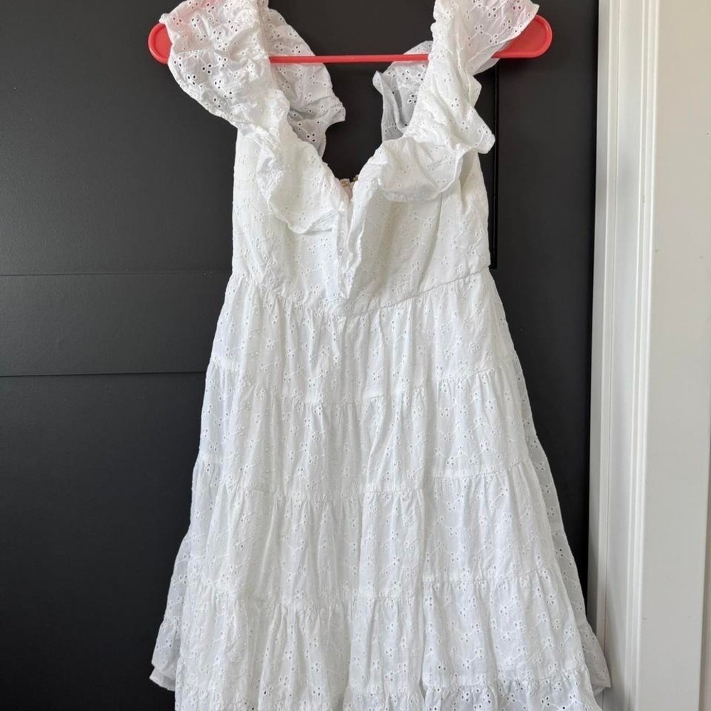 Lilly Pulitzer White Eyelet Ruffle Tiered Mini Dress Size 0